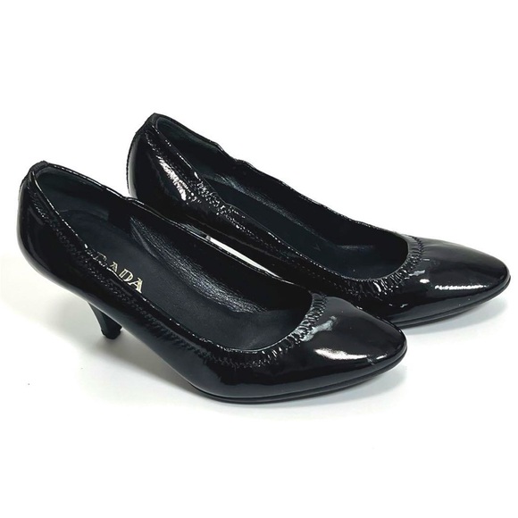 PRADA Black Patent Leather Pumps with Heels size 37 - Picture 1 of 11